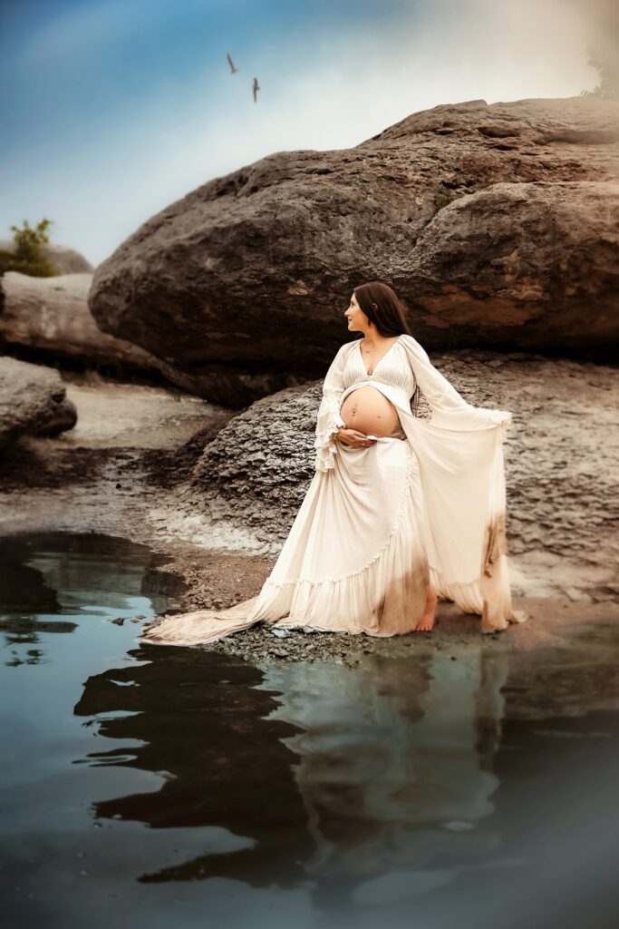 woman swaying during a maternity session
