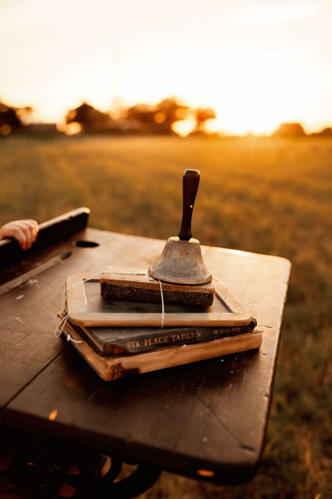 Back to School Mini Session setup in Fort Worth Texas with vintage props