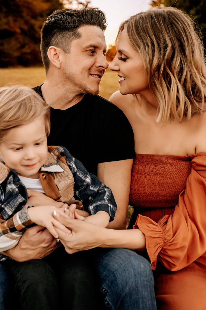 Candid family moment captured during a fall mini shoot in Keller TX