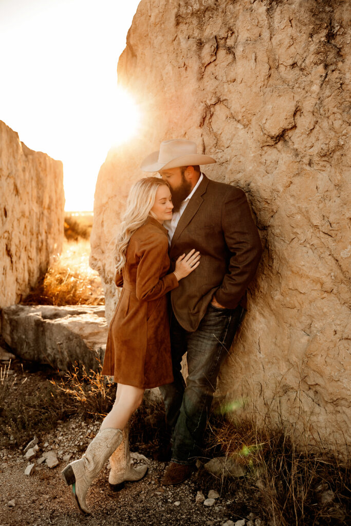 mom and dad bathed in golden light