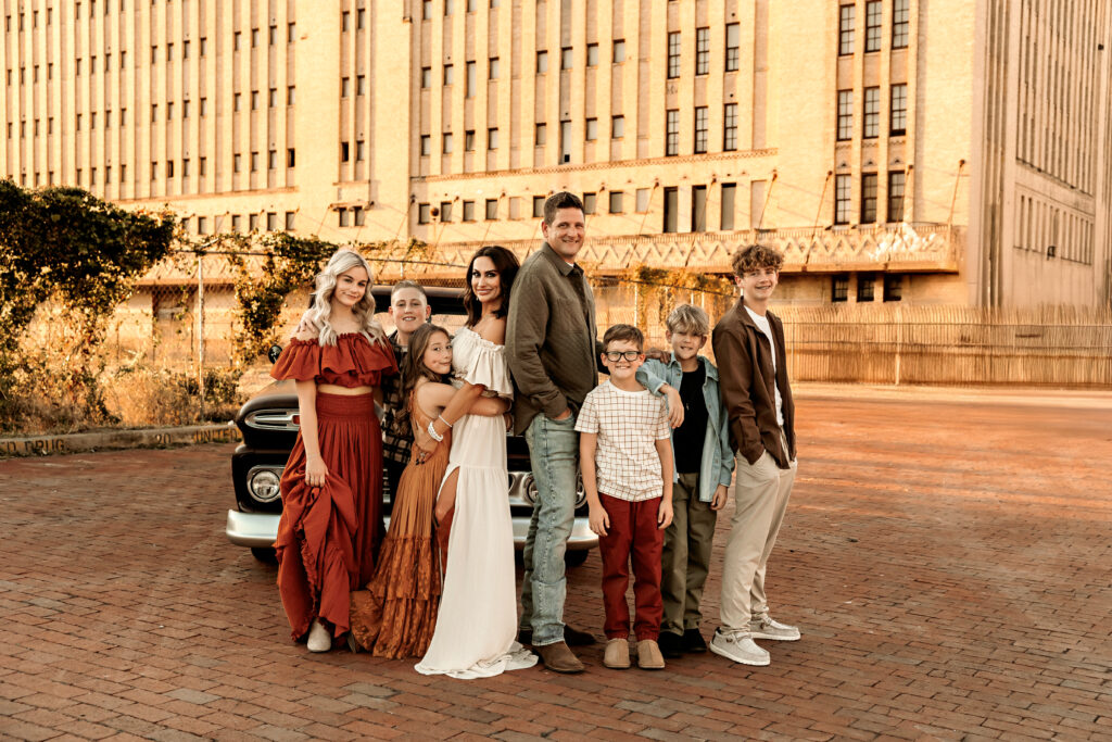 family in a beautiful urban setting in Fort Worth Texas
